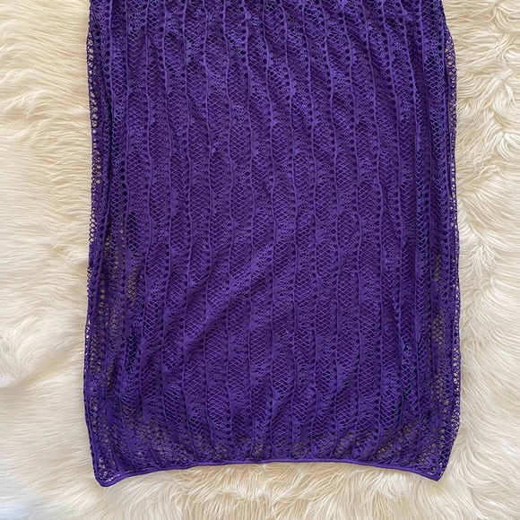 Eloquii Purple Crochet Cut Out Side Sleeveless Coverup Knee Length Midi Dress - Picture 10 of 12